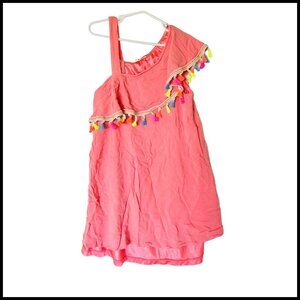 Hannah Banana Girls Coral Pink Ruffled Sundress Dress Tassels Size‎ 12 Lined